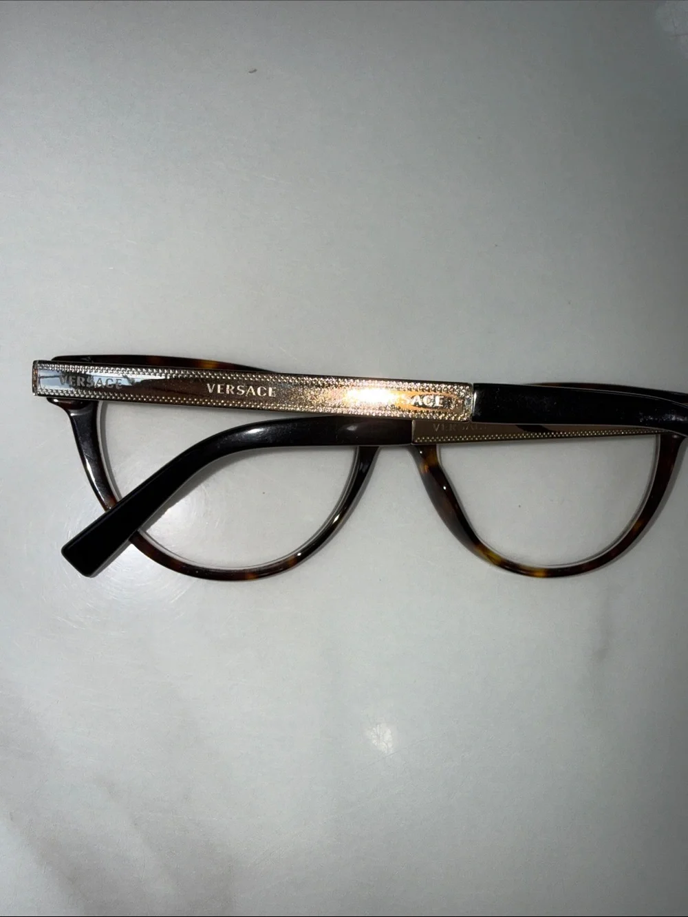 Versace Tortoiseshell and Gold Cat-Eye Women's Glasses